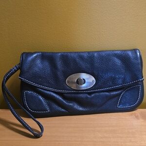 LATICO Black Pebbled Leather Large Wallet Clutch Wristlet Purse Bag Organizer